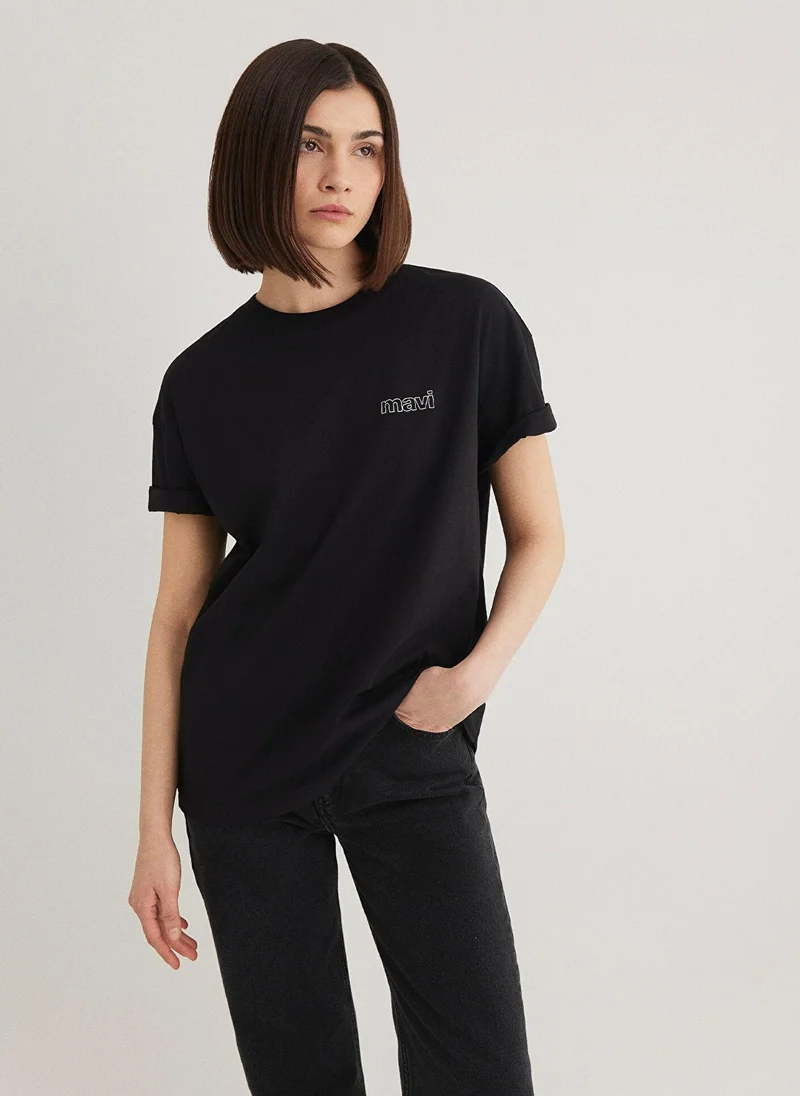 MAVI Mavi Logo Printed Black Top