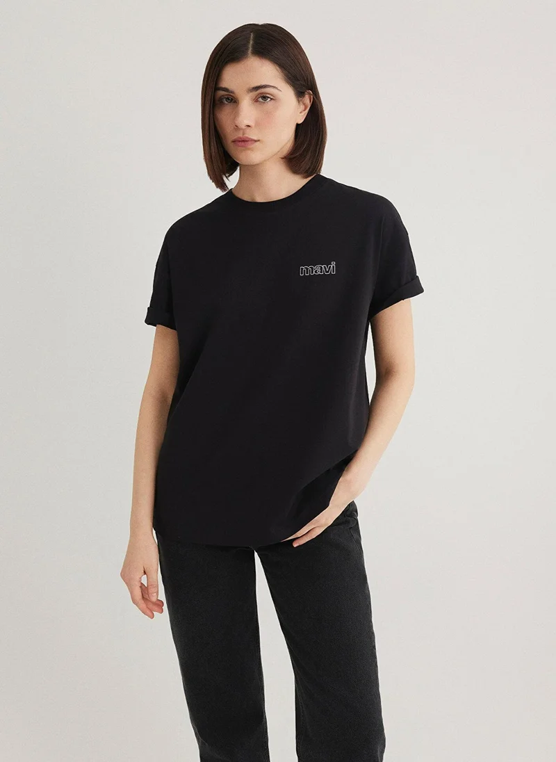 MAVI Mavi Logo Printed Black Top