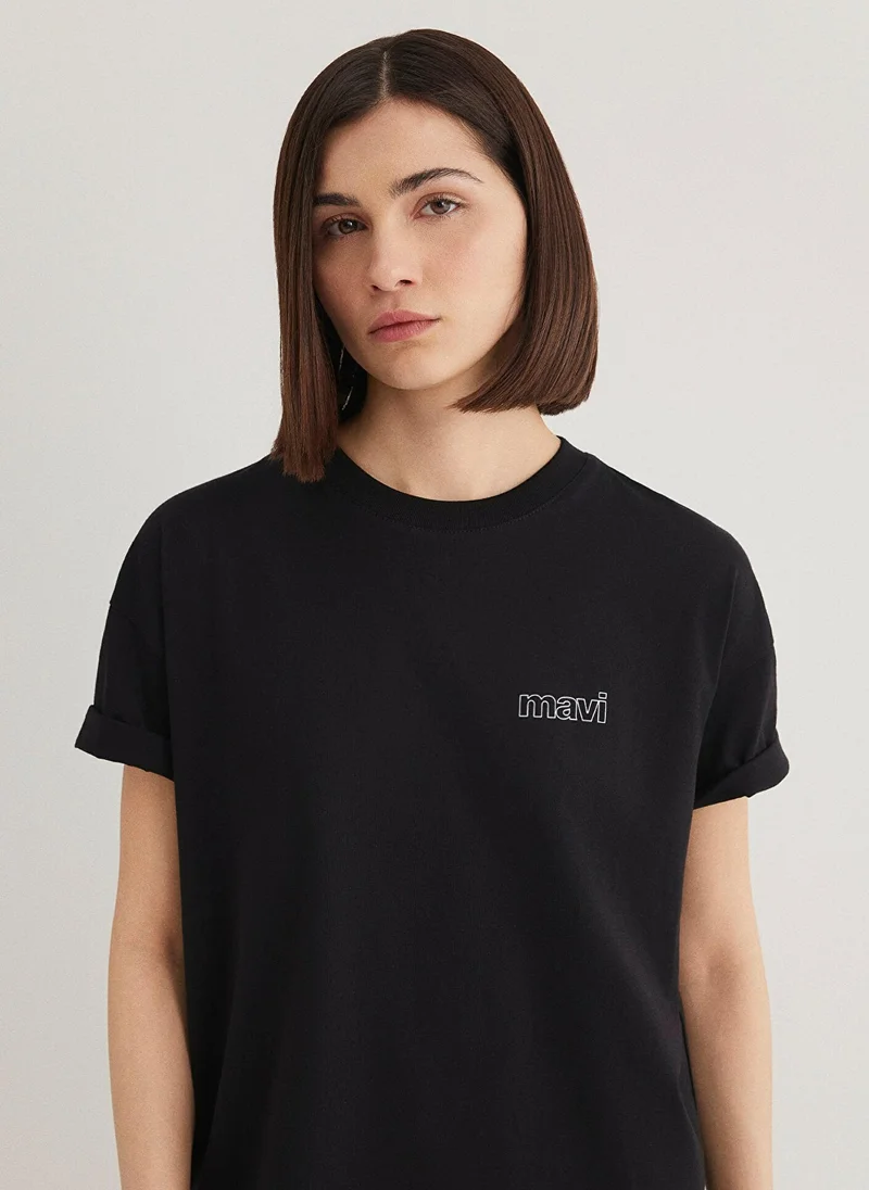 MAVI Mavi Logo Printed Black Top