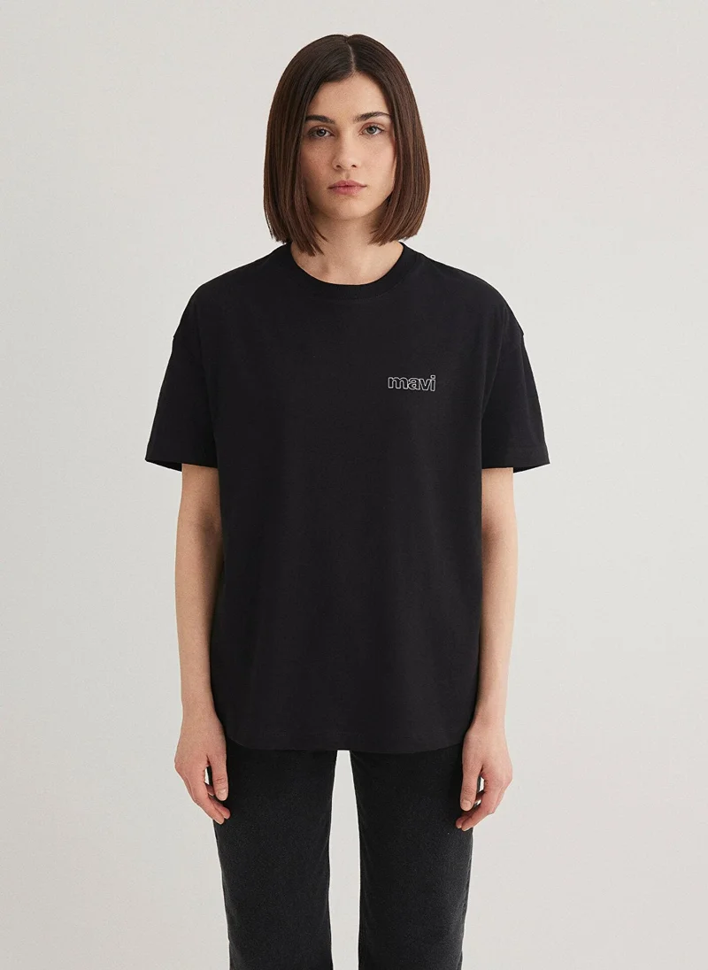MAVI Mavi Logo Printed Black Top