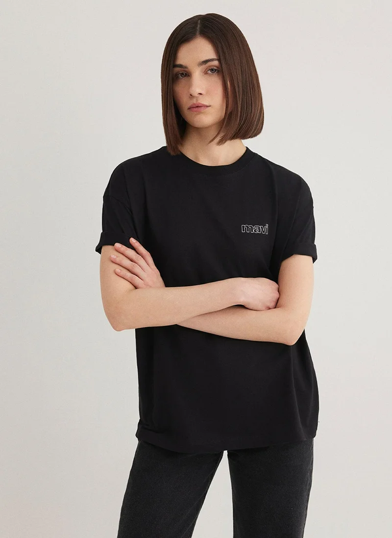 MAVI Mavi Logo Printed Black Top