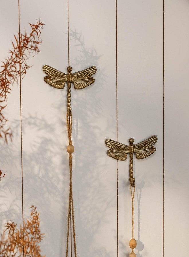 SOFFEE DESIGN 2PCS Metal Golden Dragonfly Wall Hooks, Rustic Bathroom Kitchen Hangers, Outdoor Patio Decor with Anti-Rust Coating - Image 5