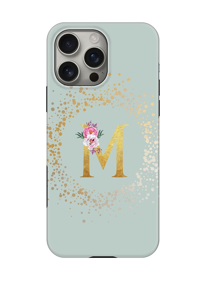Stylizedd Tough Pro Magnetic Case for iPhone 16 Pro Max, Dual Layer hybrid PC + TPU Mobile Cover Matte - Custom Monogram Floral - M  (Light Grey ) - Image 1