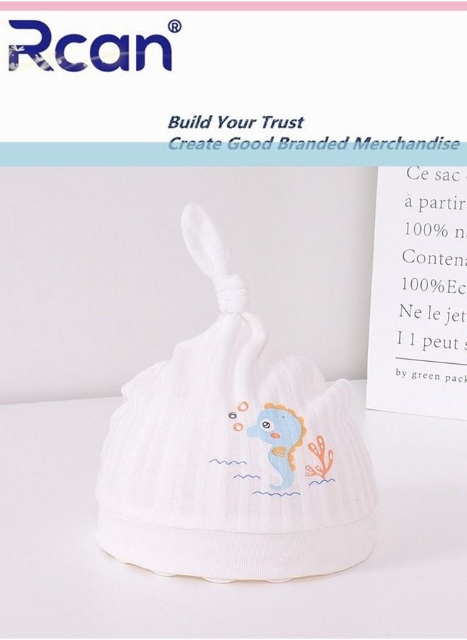 Rcan Newborn Cute Baby Fetal Cap Soft Warm Baby Hat Cotton 0-3 Months White 