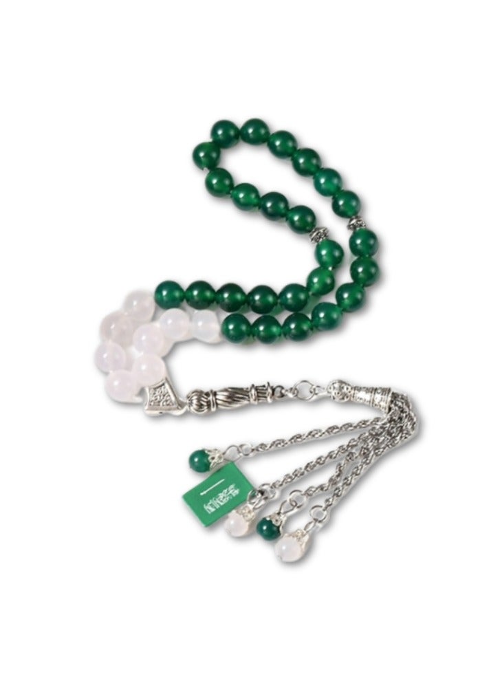 Hilalful HilalFul KSA National Day 33 Beads | 33 Beads | Muslim Rosary Beads for Dhikr, Prayer For Men & Women| Unisex | Gift for Eid, Ramadan, Hajj, Umrah | Tasbeeh Set | Prayer Accessories | Green - Image 1