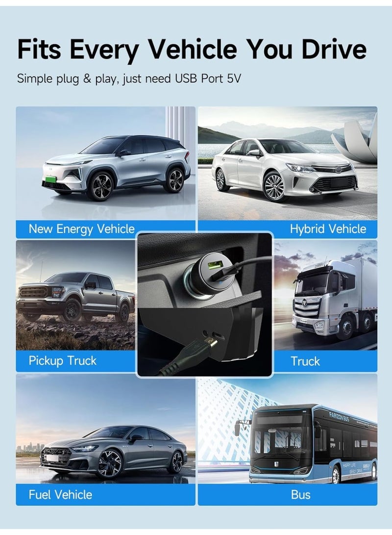 شاشة عرض رقمية أمامية للسيارة مع عداد سرعة وبوصلة، تنبيه للسرعة الزائدة، وضبط تلقائي للسطوع، سهلة التركيب، متوافقة مع جميع المركبات - Image 5