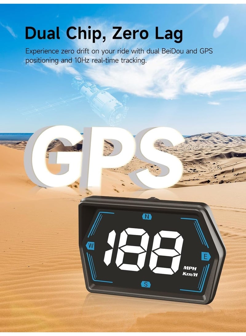 شاشة عرض رقمية أمامية للسيارة مع عداد سرعة وبوصلة، تنبيه للسرعة الزائدة، وضبط تلقائي للسطوع، سهلة التركيب، متوافقة مع جميع المركبات - Image 3