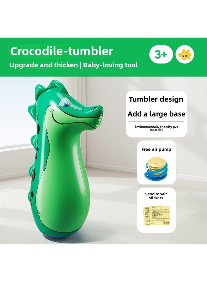 Inflatable Tumbler Toy Baby Baby Indoor Early Education Educational Children Boxing Sandbag Dinosaur Large Bite-Color:Crocodile [upgraded And Thickened] Comes With Air Pump + Repair Subsidy - Image 1