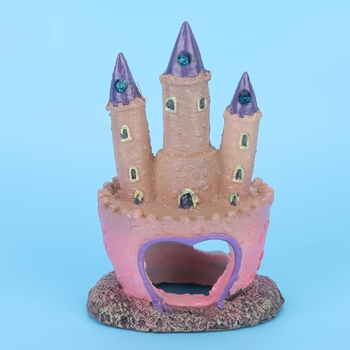 Glomora Fish Tank Decorations Small, Mermaid Fish Tank Decorations, Fish Castle for Aquarium, Pink Aquarium Resin Castle Decoration for Aquarium Fish Reptiles Tank - Image 5