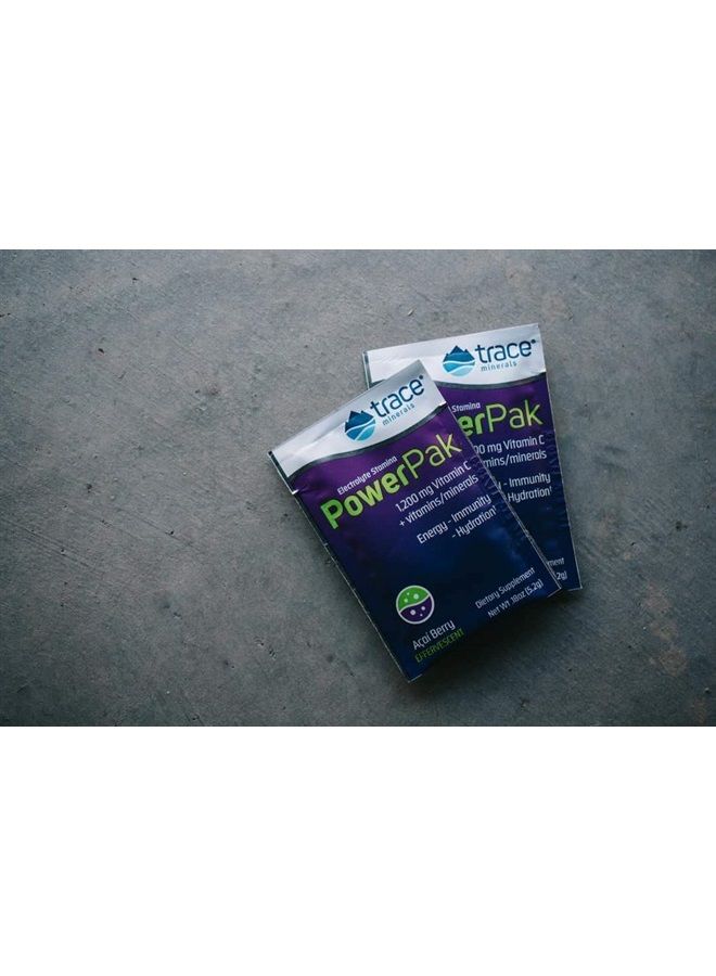 Trace Minerals Power Pak Electrolyte Powder Packets | 1200 mg Vitamin C, Zinc, Magnesium | Boost Hydration, Immunity, Energy, Muscle Stamina | Acai Berry | 30 Packets - Image 3