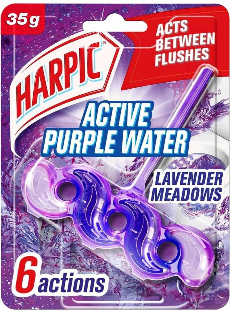 Harpic Active Purple Water Toilet Rim Block - Lavender Meadows 35g - Image 1