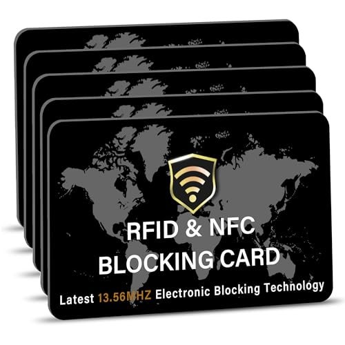 SaiTech IT 5 Pack RFID Blocking Card NFC Contactless Debit/Credit Card ATM Passport Protector ideal for Men & women slim with World map design perfectly fit in wallet(Black) - Image 1