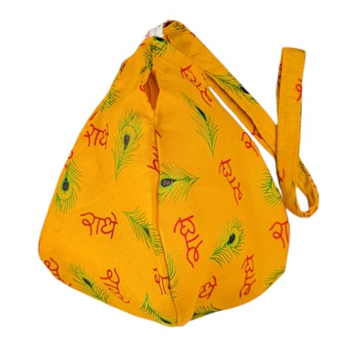 MAYAPURI Radhe Radhe Printed Pure Cotton Gomukhi Japa Mala Bag, Beads Bag or Chanting Bag with Zip Pocket and Sakshi Mala Counter, Pack of 1 - Image 4