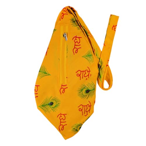 MAYAPURI Radhe Radhe Printed Pure Cotton Gomukhi Japa Mala Bag, Beads Bag or Chanting Bag with Zip Pocket and Sakshi Mala Counter, Pack of 1 - Image 5