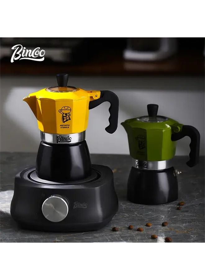 Green Black Dual Valve Moka Pot 2cup Set With 100pcs Filter Papers - Image 2