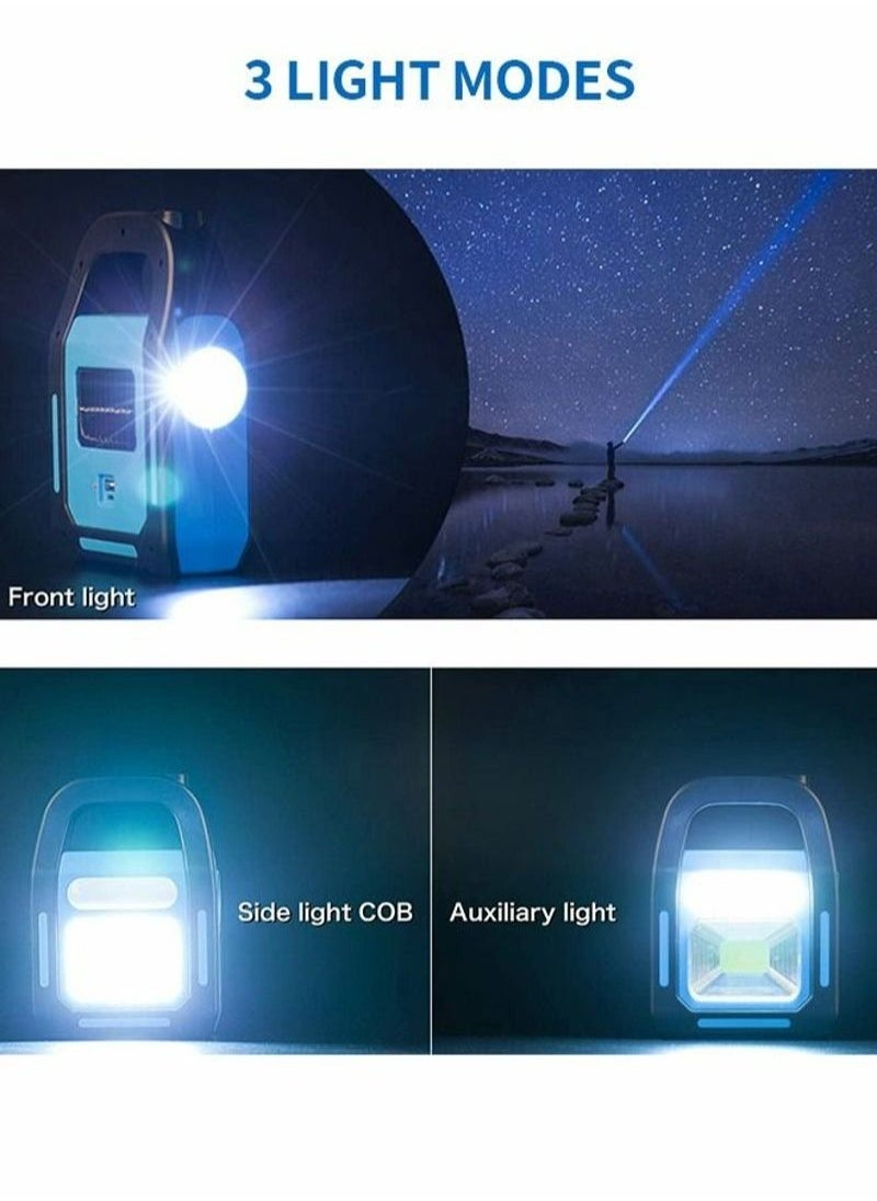 Generic - 3 IN 1 Solar USB Rechargeable Brightest COB LED Camping Lantern,Camping Lights Rechargeable Work Light, IPX-4 Waterproof Emergency LED Light 1 Pack - Image 1
