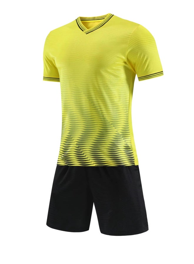 Yellow Football Clothing Suit Male And Primary School Students Competition Training Light Board Football Clothing Sports Short Sleeve Jacquard Cloth
