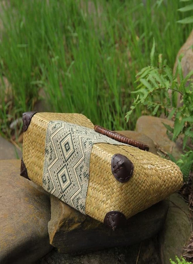 QTKJ Straw Bag, Summer Beach Handmade Rattan Tote Bag, Large Straw Woven Handbag, Boho Retro Rattan Bag for Women Vacation Beach Travel (Natural) - Image 4