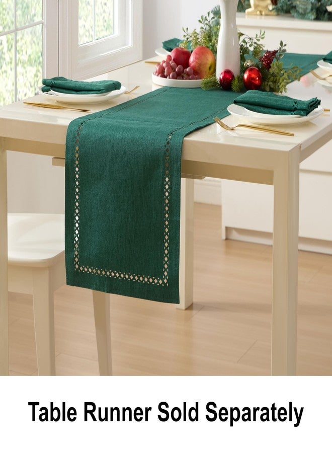Newbridge Fabric Table Runner, 70 Inch, Holiday Provence Lattice Cutwork Solid Color Textured, Water and Stain Resistant Easy Care Fabric Table Cloth, Evergreen - Image 5