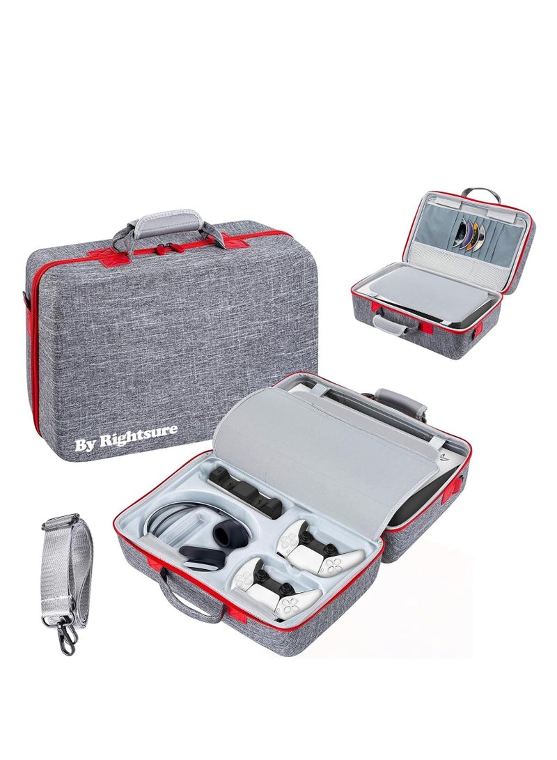 رايتشر حقيبة ظهر مقاومة للماء والصدمات لتخزين وحدة تحكم PS5 Slim وألعاب ملحقات، حقيبة سفر متعددة الاستخدامات للاستخدام اليومي والسفر والرحلات الخارجية - Image 1