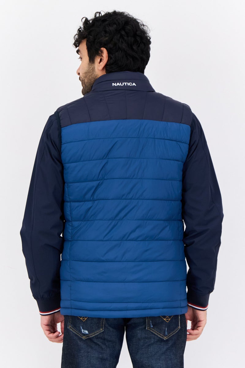 NAUTICA Men Quilted Vest Jacket, Navy - Image 2