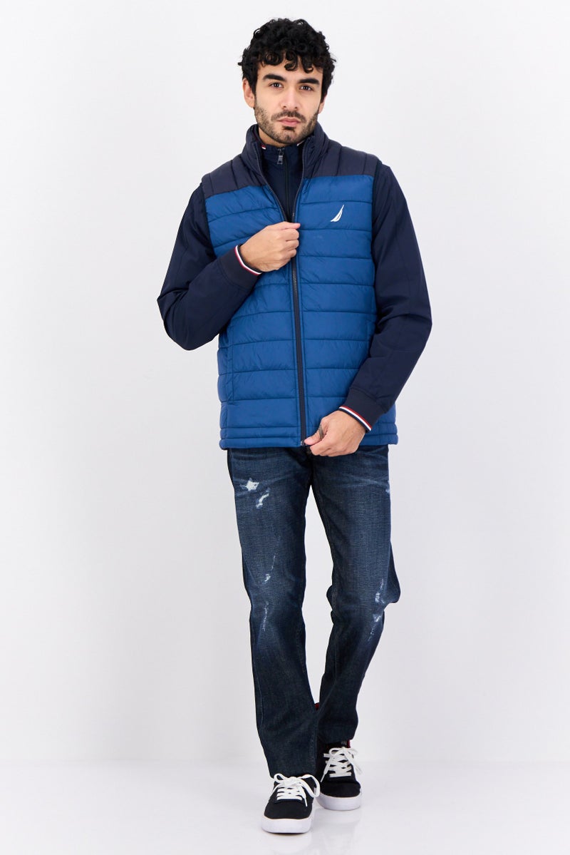 NAUTICA Men Quilted Vest Jacket, Navy - Image 3