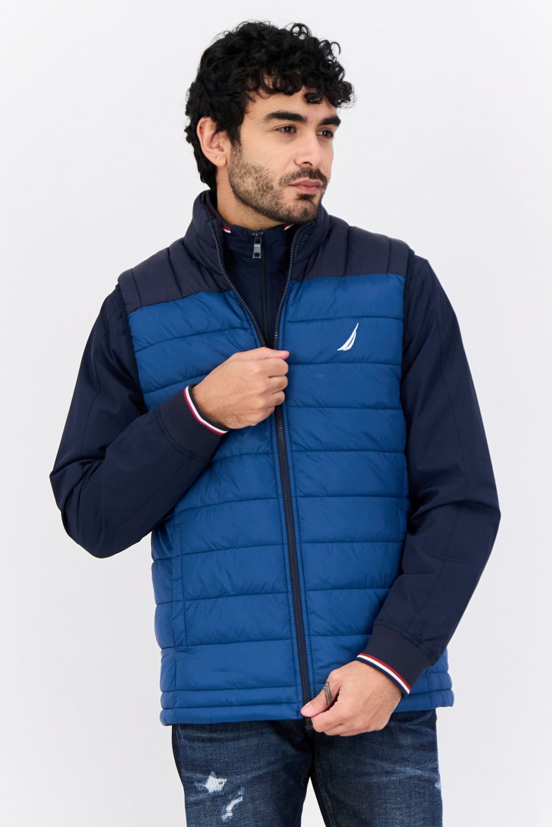 NAUTICA Men Quilted Vest Jacket, Navy - Image 1
