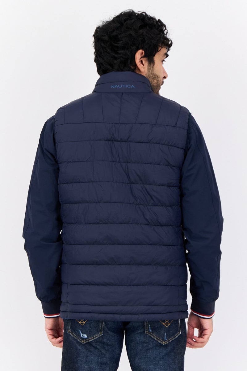 NAUTICA Men Quilted Vest Jacket, Navy - Image 4
