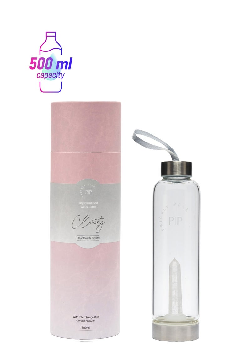Prickly Pear Clear Quartz Interchangeable Crystal Water Bottle 500ml  - Image 1