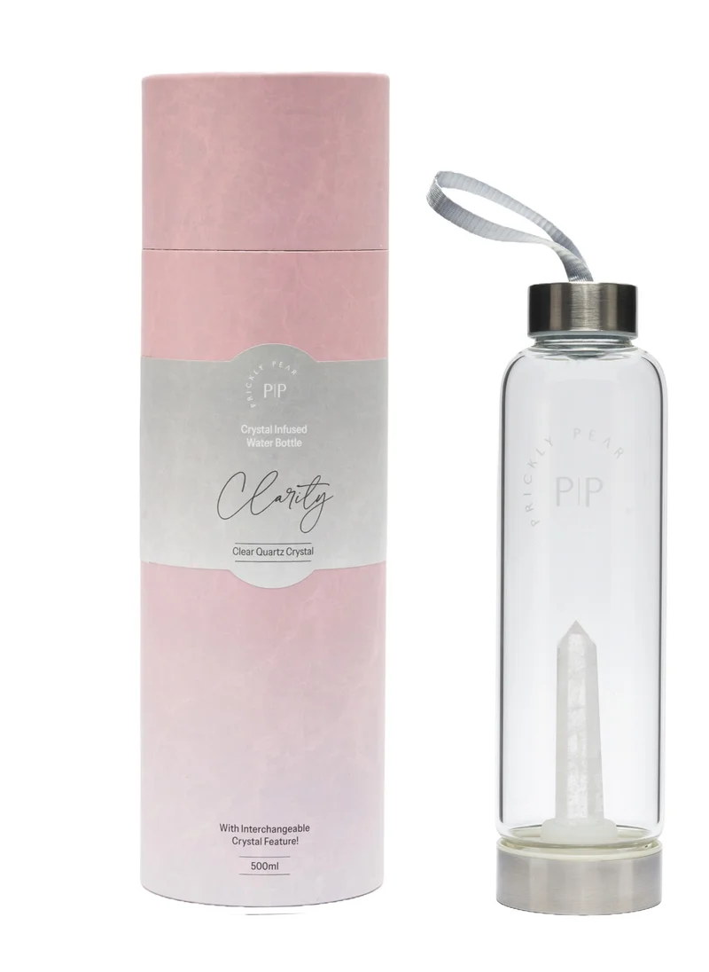 Prickly Pear Clear Quartz Interchangeable Crystal Water Bottle 500ml