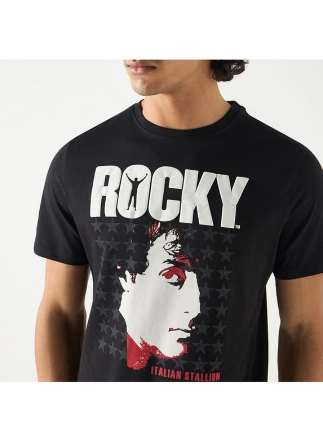 SP Characters Rocky Graphic Print T-shirt with Crew Neck and Short Sleeves  - Image 1