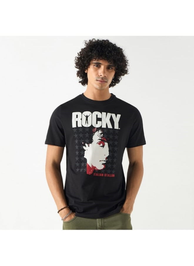SP Characters Rocky Graphic Print T-shirt with Crew Neck and Short Sleeves  - Image 4