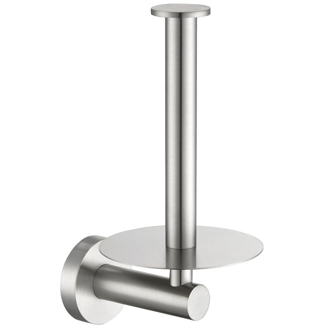 VERTICAL TOILET PAPER HOLDER SUS304 STAINLESS STEEL TOILET TISSUE ROLL HANGER WITH ROUND PLATE BATHROOM TP ROLL ORGANIZER WALL MOUNTED BRUSHED NICKEL