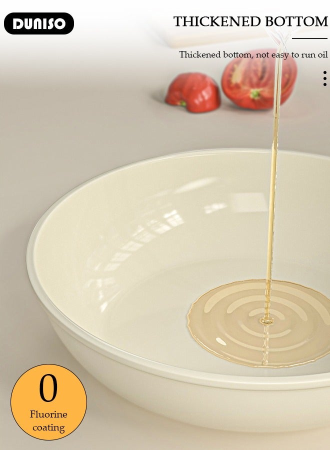 DUNISO Ceramic Lightweight Frying Pan Skillet Thickened Bottom,22cm Healthy Non-Stick 0 Fluorine Washable Coating Pans with Heat-Resistant Hanging Handle Thickened Glass Lid,Durable Wear and High Temperature Resistance Omelette Pan Compatible with All Stovetops,Ideal Frying, Cooking, Sauteing - Image 5