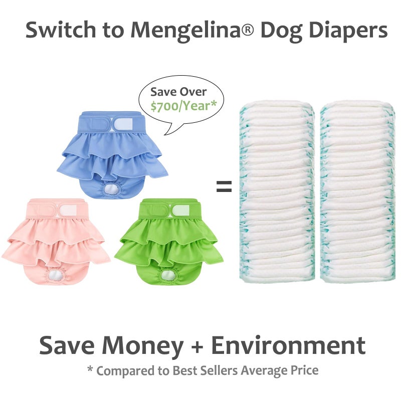 Mengelina Reusable Dog Diapers Female 3 Pack Washable Highly Absorbent Doggie Diapers, Flexible Doggy Diapers Female, Leak-Proof Puppy Diapers for Dog Period Heat Incontinence Potty Training, XS - Image 4