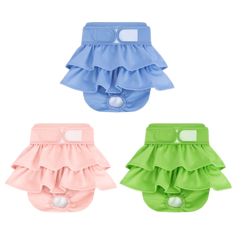 Mengelina Reusable Dog Diapers Female 3 Pack Washable Highly Absorbent Doggie Diapers, Flexible Doggy Diapers Female, Leak-Proof Puppy Diapers for Dog Period Heat Incontinence Potty Training, XS - Image 1