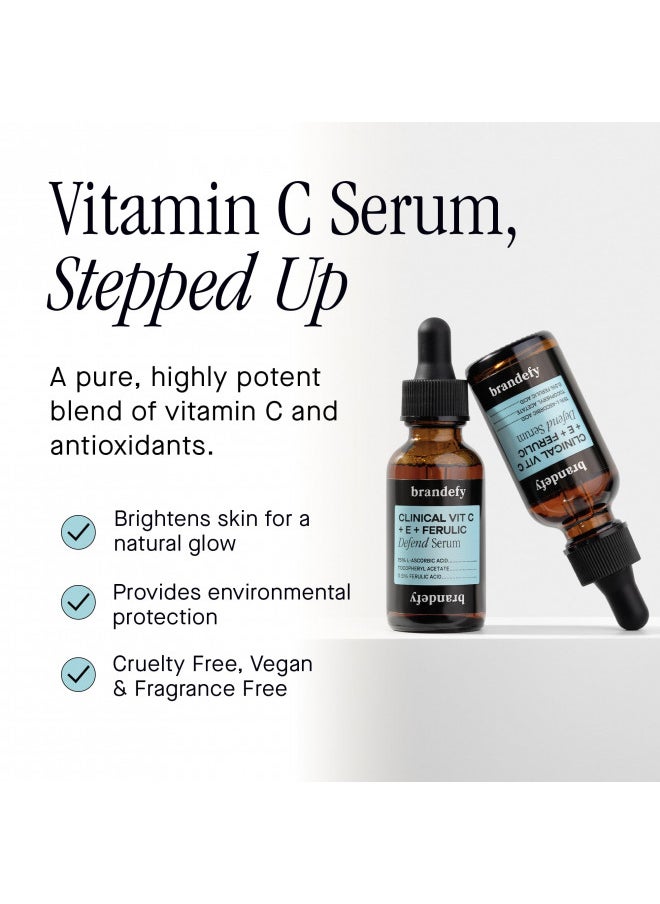 brandefy - Brandefy Vitamin 15% Vitamin C + E + Ferulic Acid Serum - 15% L-Ascorbic Acid, 0.5 % Ferulic Acid, Vitamin E - Increases Firmness, Brightness and Reduces the Appearance of Wrinkles, 1oz, Made In The USA - Image 1