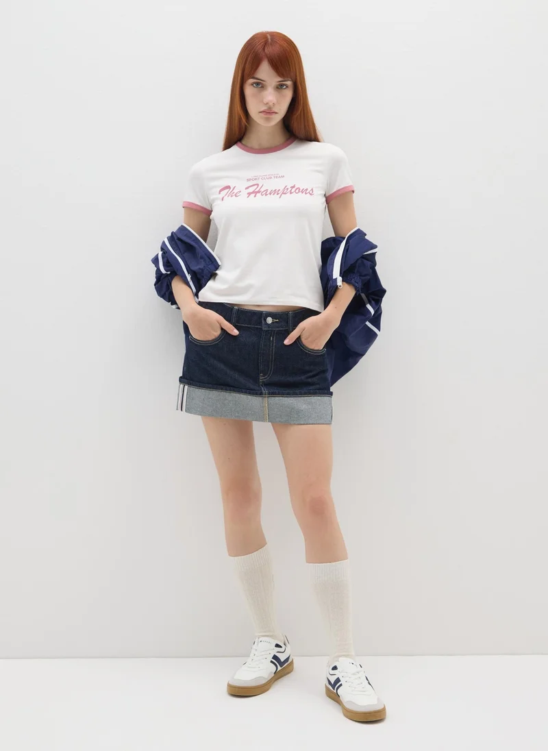 Ovs OVS White Stretch Cotton Regular Fit T-Shirt