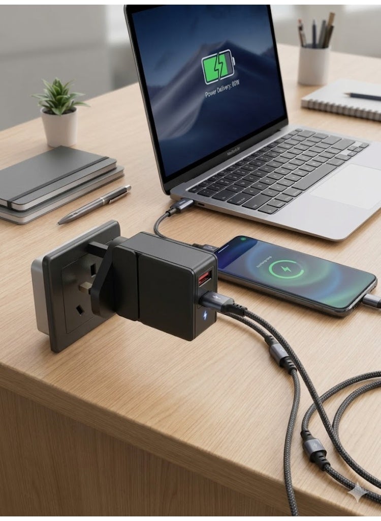 PowerMax USB-C Charger, iPhone Charger, 65W Dual Port USB Fast Charger, Type C Charger for iPhone 16/16 Pro/16 Pro Max/15/14/13/12, iPad Pro/AirPods, Samsung and others - Image 3