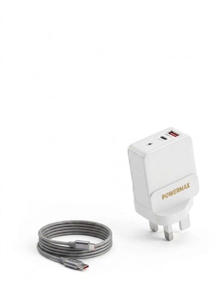 PowerMax USB-C Charger, iPhone Charger, 65W Dual Port USB Fast Charger, Type C Charger for iPhone 16/16 Pro/16 Pro Max/15/14/13/12, iPad Pro/AirPods, Samsung and others - Image 1