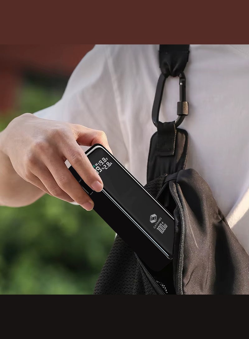 CATANES 30000mAh 100W Super Fast Charging Power Bank with Dual Type-C Ports & Smart Digital Power Display - Black - Image 2