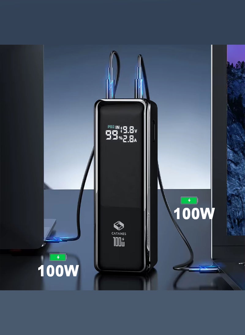 CATANES 30000mAh 100W Super Fast Charging Power Bank with Dual Type-C Ports & Smart Digital Power Display - Black - Image 5