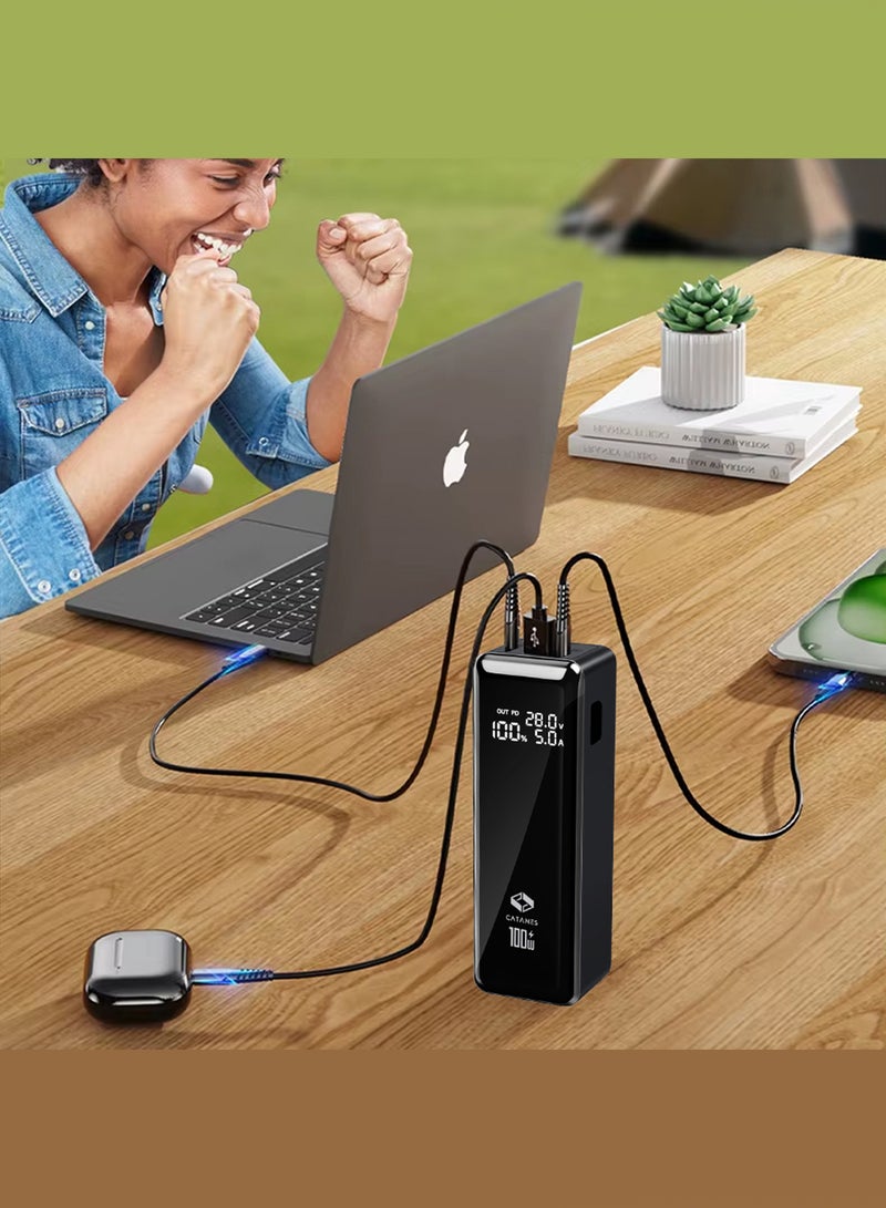 CATANES 30000mAh 100W Super Fast Charging Power Bank with Dual Type-C Ports & Smart Digital Power Display - Black - Image 3