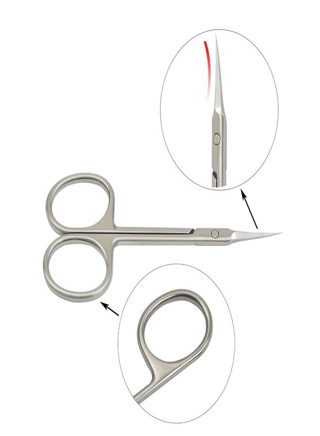 YTBYT Cuticle Scissors Extra Fine Curved Blade Beauty Scissors for Eyebrow, Eyelash, Manicure, Pedicure and Dry Skin (Curved Tip) - Image 3