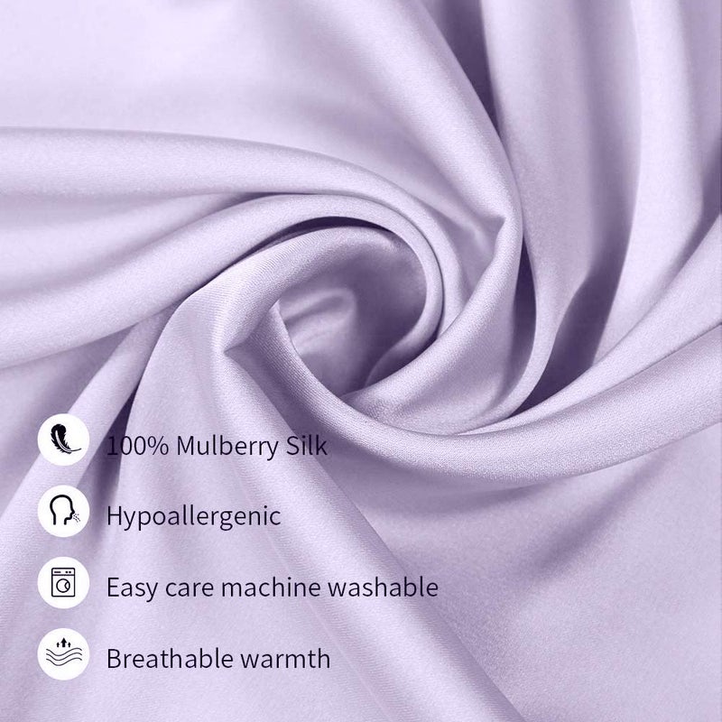Jocoku Jocoku 100% Mulberry Silk Pillowcases Set of 2 for Hair and Skin and Super Soft and Breathable Standard Size Nature Silk Pillowcases (Standard  Light Purple)  - Image 2