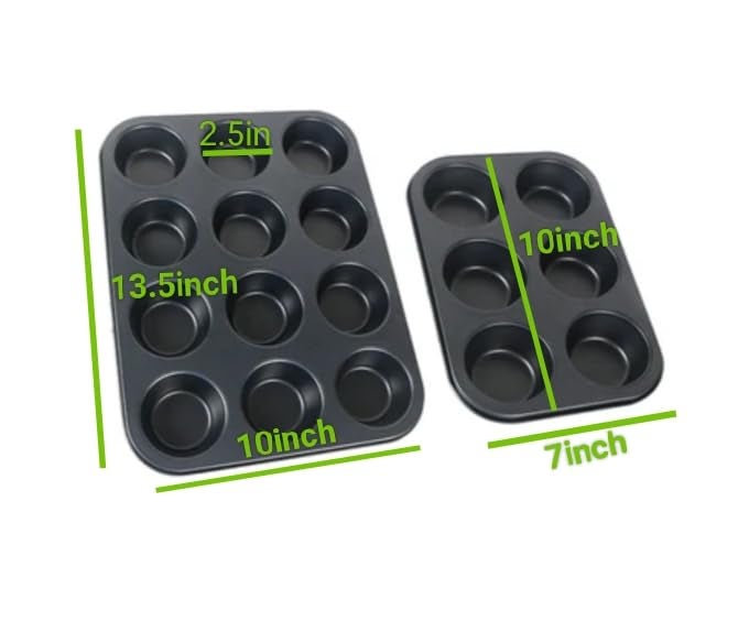 SHOAIB Nonstick muffins cupcakes baking tray 12 and 6 cups muffins baking mould combo brownie cupcake and mini quiche baking pan - Image 3