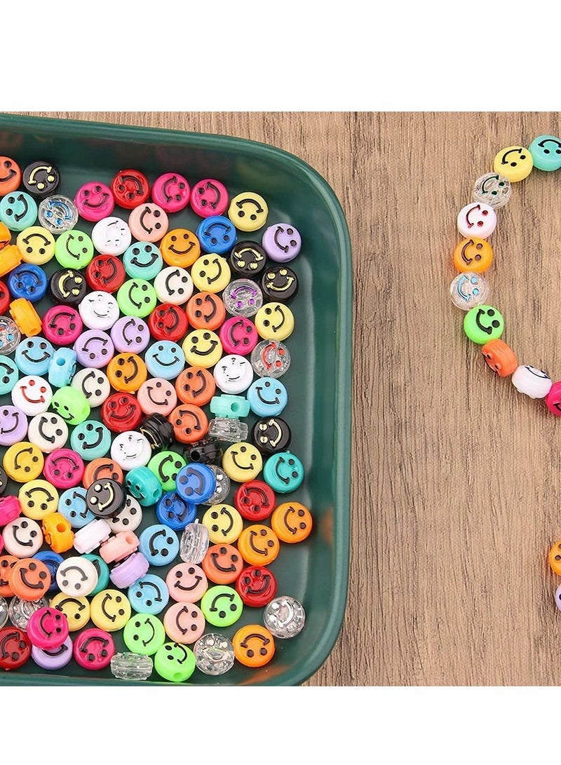 Excefore Acrylic Smiley Face Beads, Colorful Round, With A Clear Elastic Thread, For DIY Jewelry Making, Bracelet Earring Necklace DIY Craft Supplies Hair Accessories (10mm, 200 Pack ) - Image 4