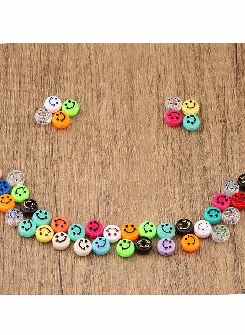 Excefore Acrylic Smiley Face Beads, Colorful Round, With A Clear Elastic Thread, For DIY Jewelry Making, Bracelet Earring Necklace DIY Craft Supplies Hair Accessories (10mm, 200 Pack ) - Image 3