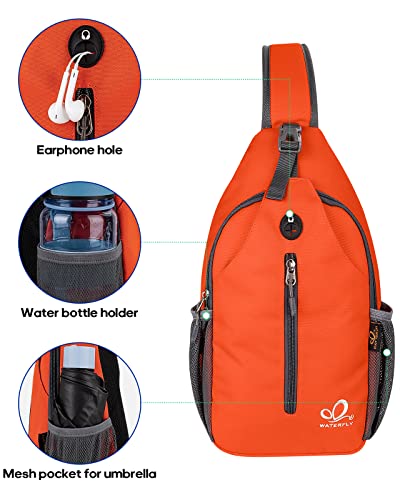 WATERFLY حقيبة ظهر سلاينغ CROSSBODY من WATERFLY للسفر والمشي لمسافات طويلة وحقيبة صدر يومية - Image 4