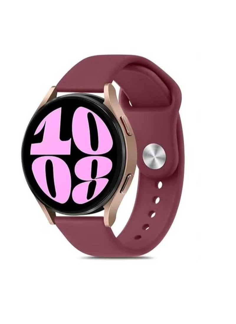 Bands Compatible with Samsung Galaxy Watch 6 Band 40mm 44mm, Galaxy Watch 6 Classic Bands 43mm 47mm, 20mm Soft Silicone Sport Replacement Strap for Galaxy Watch 6 Band Women Men - Wine Red - Image 1